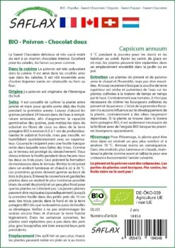 Kit De Culture - Bio - Poivron - Chocolat Doux - 10 Graines - Capsicum Annuum -Magasin De Plantes De Qualité 640641e55c1b33.99257532